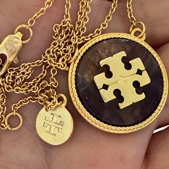 Tory Burch purple semiprecious stone logo necklace - Picture 6 of 7